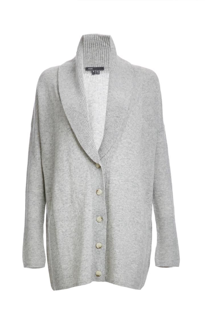 Dailylook Vince Directional Rib Cardigan In Gray S - L At Dailylook