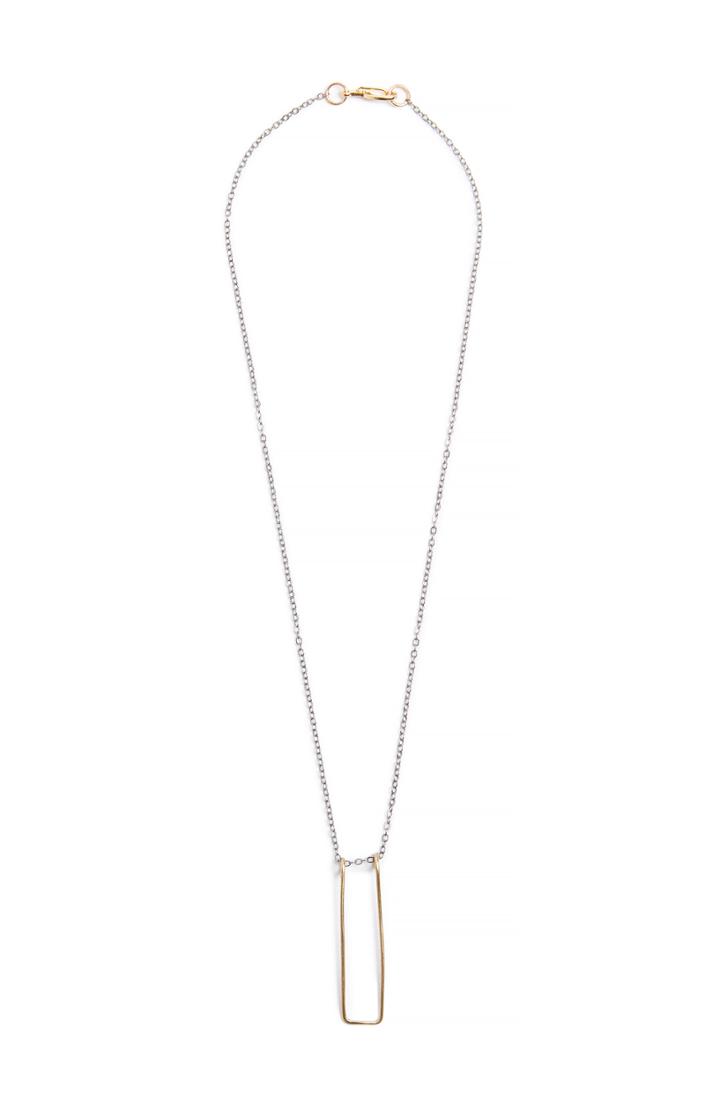 Dailylook Five And Two Suri Long Bar Necklace In Brass At Dailylook
