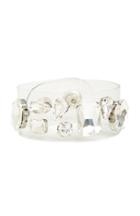 Dailylook J.o.a Button Crystal Gem Button Strap Bracelet In Clear At Dailylook