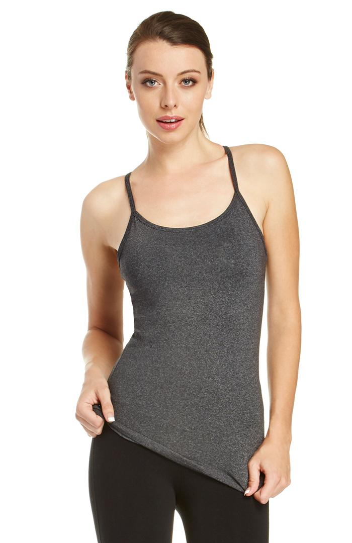 Dailylook Solow Sport Eclon Jersey Racerback Tank In Charcoal Xs - L At Dailylook