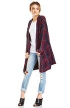 Dailylook J.o.a. Plaid Sweater Coat In Purple S - L At Dailylook