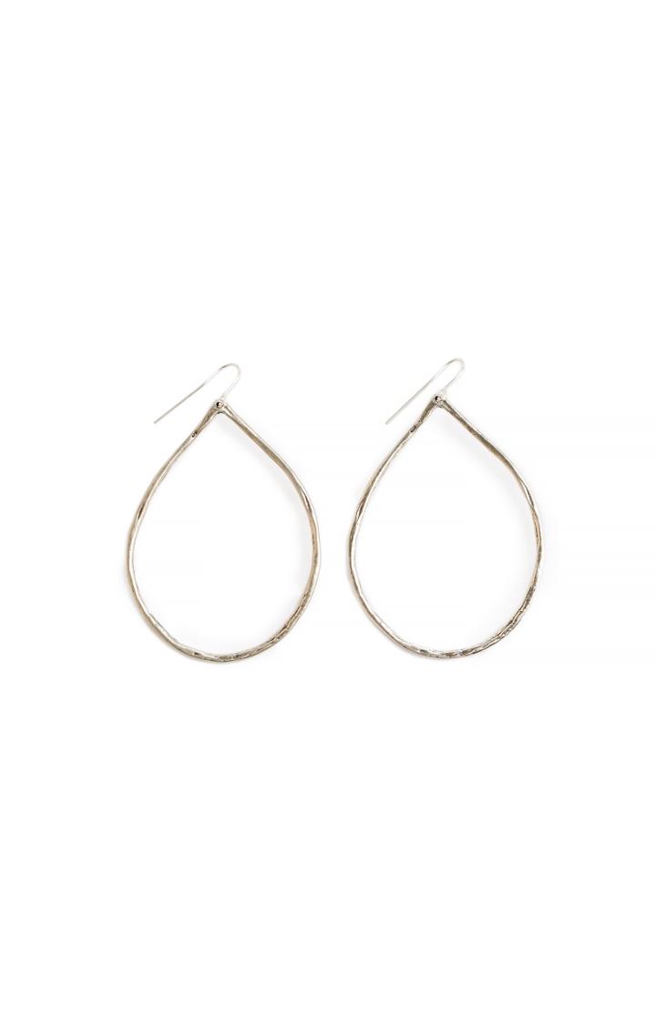 Dailylook Sage Stone Hammered Teardrop Earrings In Silver At Dailylook