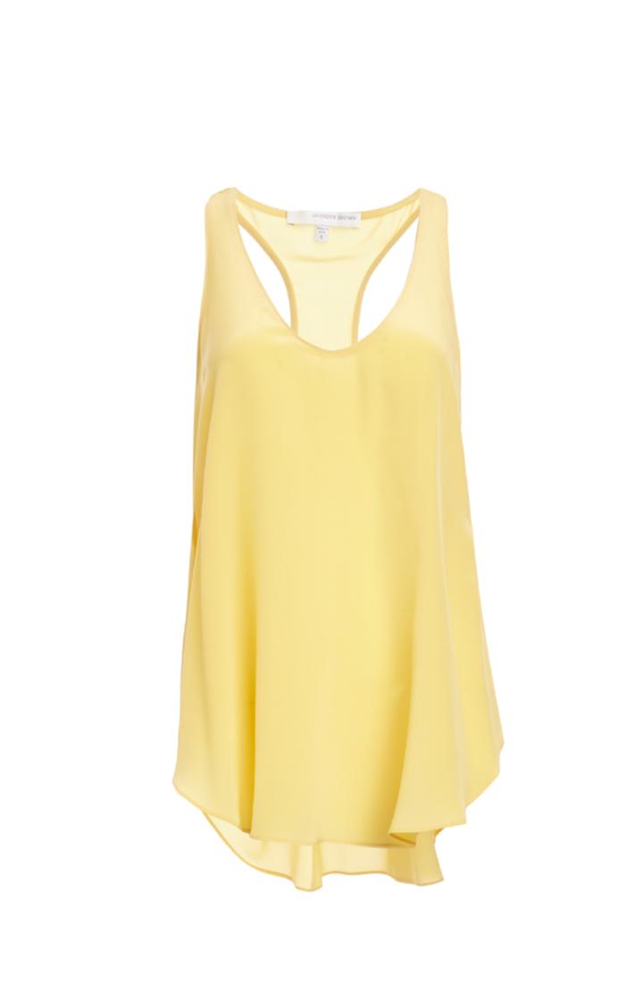 Dailylook Lavender Brown X Dailylook Silk Racerback Tank In Sunflower Xs - L At Dailylook