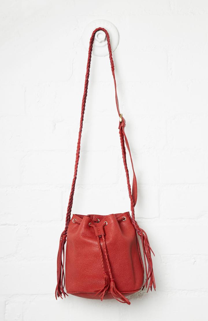 Dailylook Stela 9 Leather Quixote Small Bucket Bag In Red At Dailylook