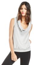 Dailylook Solow Sleeveless Draped Hoodie In Gray Xs At Dailylook