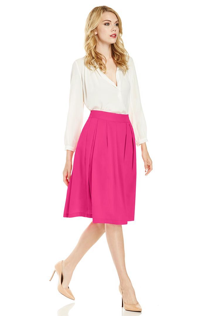 Dailylook A-line Pleated Midi Skirt In Neon Pink Xs - L