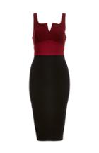 Dailylook Six Crisp Days Colorblock Ponte Knit Pencil Dress In Wine M At Dailylook