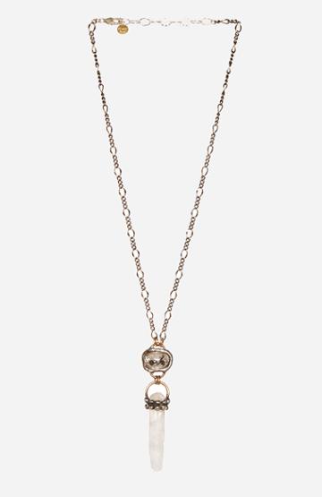 Dailylook Mikal Winn Crystal And Quartz Pendant Necklace In Brass At Dailylook
