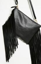 Dailylook Remi  Reid Leather Side Fringe Shoulder Bag In Black At Dailylook