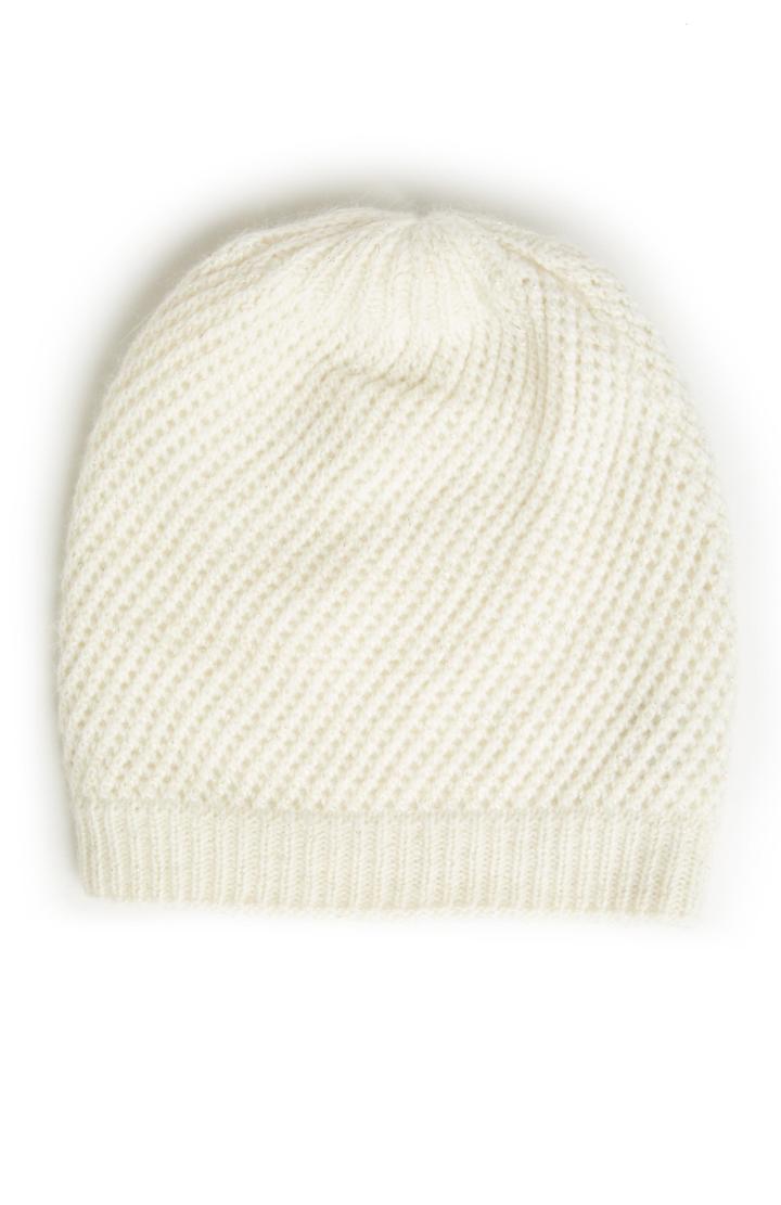Dailylook Shimmering Knitted Beanie In Ivory At Dailylook