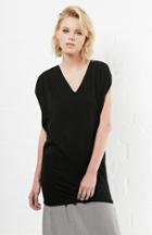Dailylook Bobi Cotton V-neck Tunic Tee In Black Xs At Dailylook