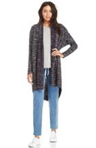 Dailylook Dailylook Long Heathered Cardigan In Navy One Size At Dailylook