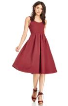 Dailylook Dailylook Pleated A-line Midi Dress In Burgundy Xs - Xl At Dailylook