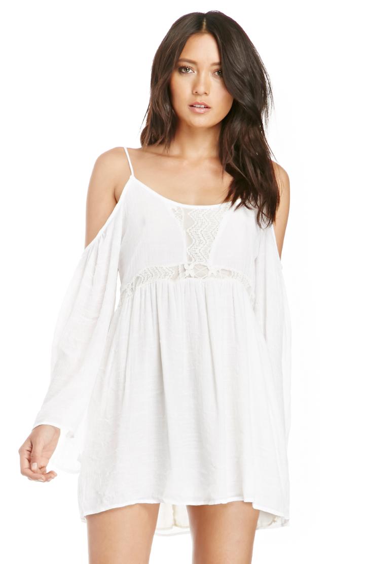 Dailylook Gauzy Boho Dress In White M At Dailylook