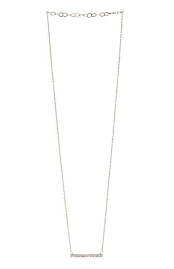Dailylook Sage  Stone Crystal Bar Necklace In Silver At Dailylook