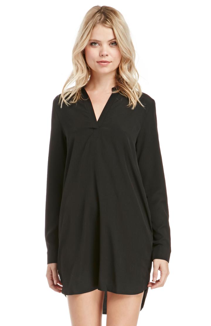 Dailylook Modern Woven Shirt Dress In Black S At Dailylook