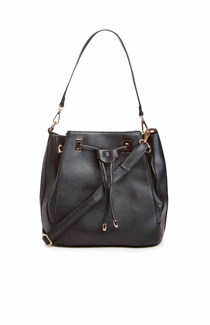 Dailylook Disclosure Vegan Leather Bucket Bag In Black At Dailylook
