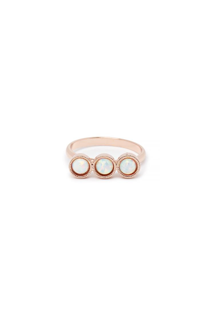 Dailylook Cam Three Stone Stacker Ring In Rose Gold At Dailylook