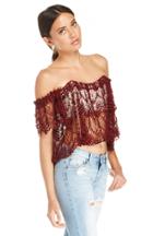 Dailylook Stone Cold Fox Lace Tube Top In Burgundy 1 At Dailylook