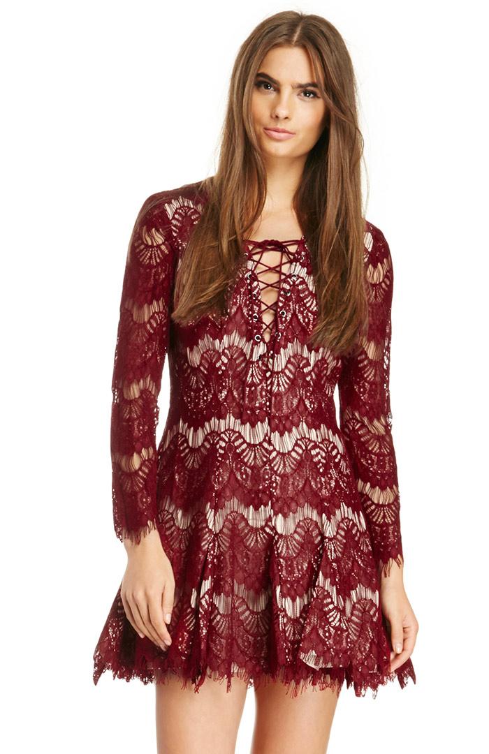 Dailylook Stylestalker Love Machine Lace Dress In Wine S - M At Dailylook