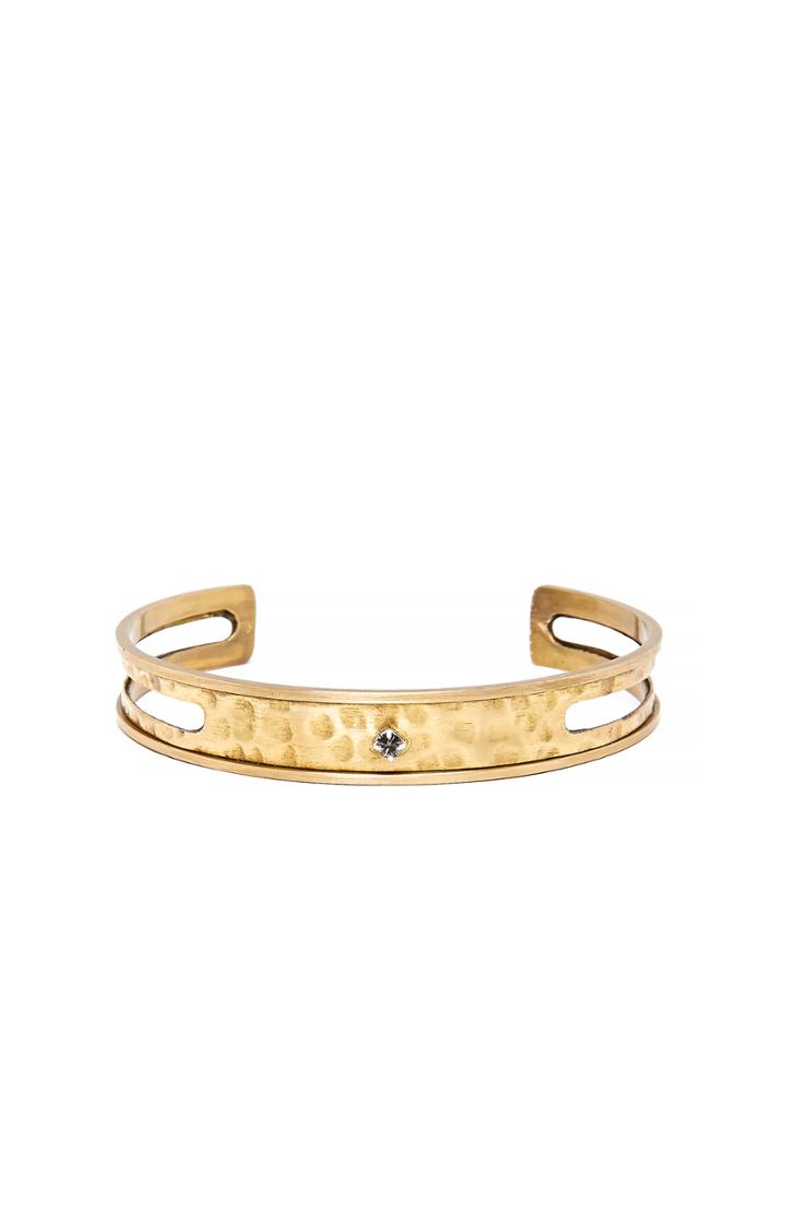 Dailylook Serefina Vintage Deco Hammered With Rhinestones Bracelet In Charcoal At Dailylook