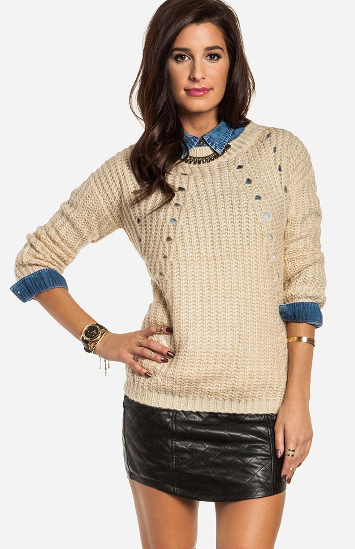 Dailylook Peephole Sweater In Beige L At Dailylook