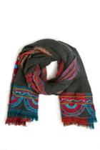Dailylook Vismaya Embroidered Circle Scarf In Multi-colored At Dailylook