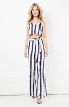 Dailylook Capulet High Waist Flared Pants In White / Navy Xs - M At Dailylook