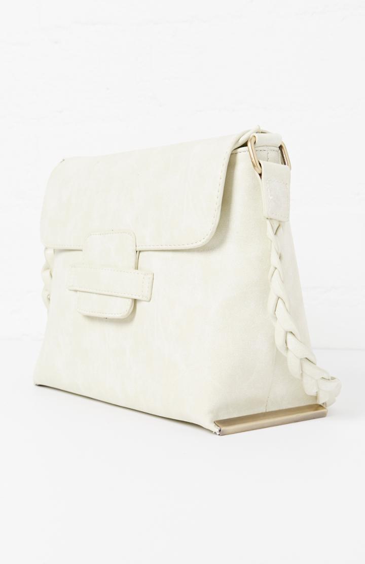 Dailylook Stevie Braided Strap Vegan Leather Purse In Ivory At Dailylook