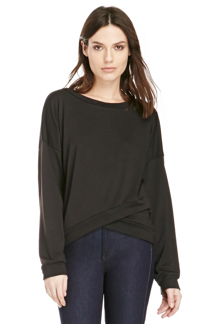 Dailylook Fraiche By J Cross Bottom Sweatshirt In Black S - L At Dailylook