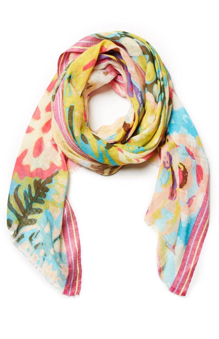 Dailylook Vismaya Floral Abstract Scarf In Multi-colored At Dailylook