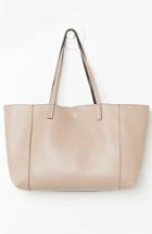 Dailylook Clinton Vegan Leather Reversible Winged Tote In Taupe At Dailylook