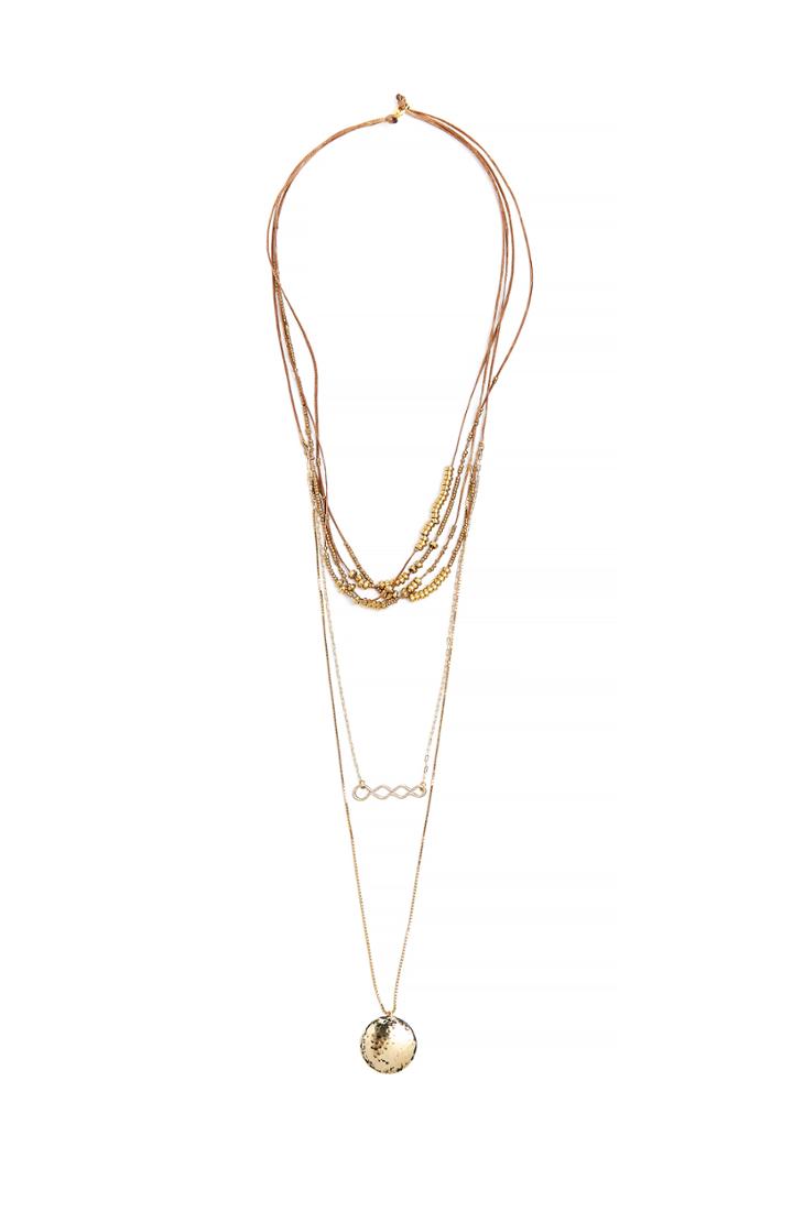 Dailylook Serefina Desert Moon Mixed Media Necklace In Brown At Dailylook