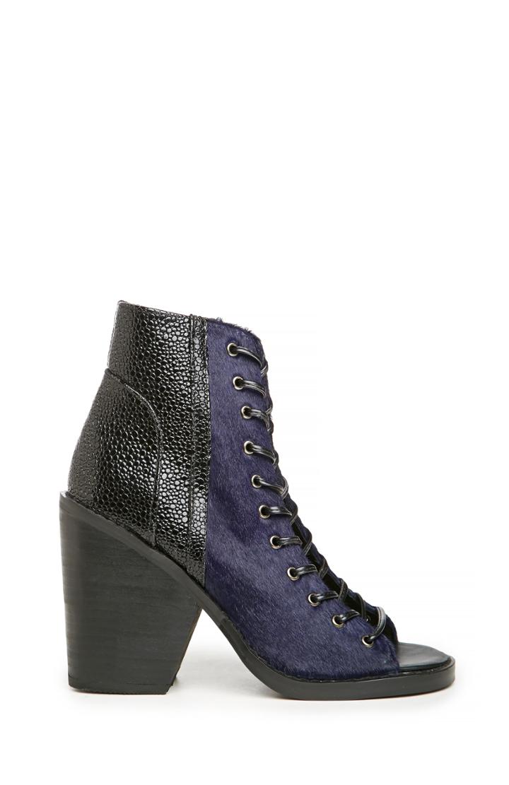 Dailylook Finders Keepers Hitched Lace Up Booties In Navy 6 - 9.5 At Dailylook