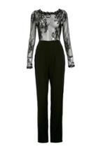 Dailylook Glamorous Sheer Lace Top Jumpsuit In Black Xs At Dailylook