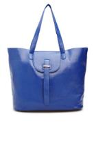 Dailylook Dunder Mifflon Vegan Leather Tote In Blue At Dailylook