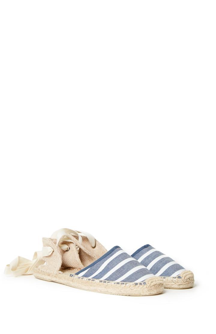 Dailylook Soludos Classic Stripe Sandals In Blue/white 6 - 10 At Dailylook