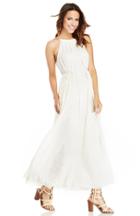 Dailylook Line  Dot Lace Halter Dress In Ivory Xs At Dailylook