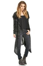 Dailylook Long Shawl Collar Knit Cardigan In Black One Size At Dailylook