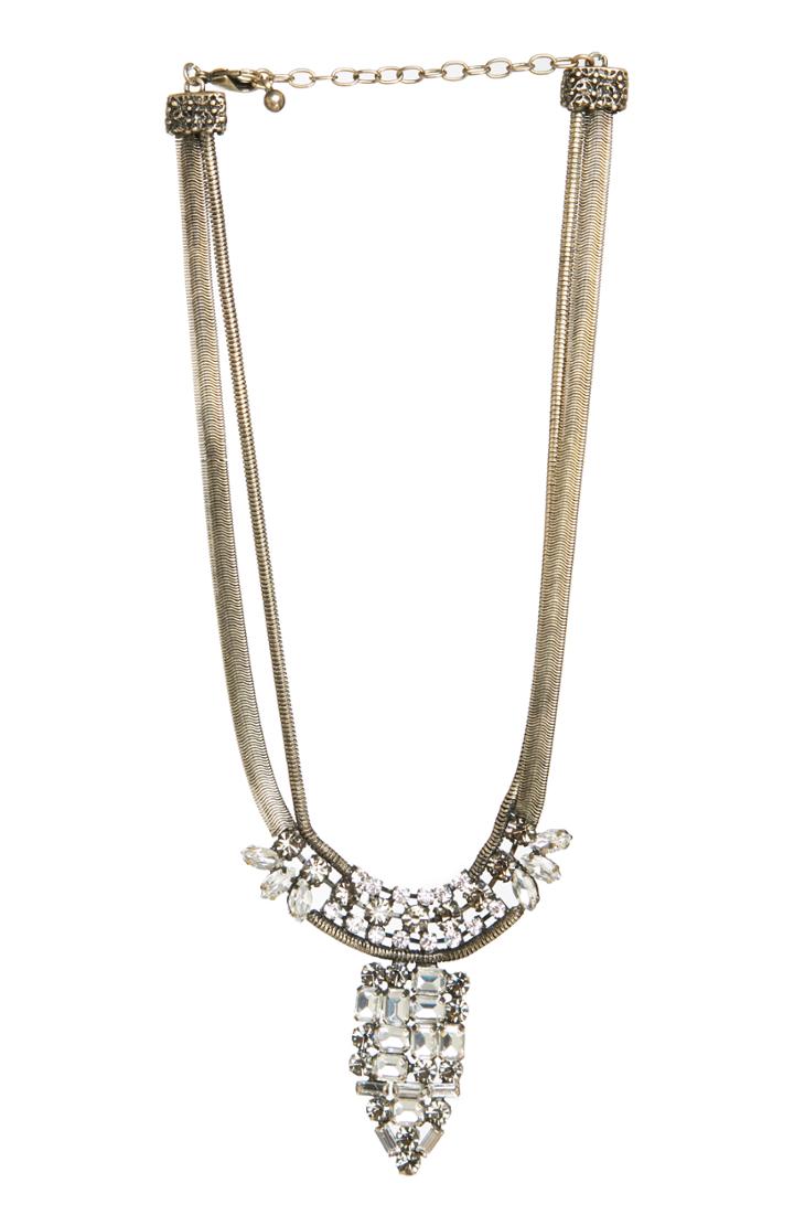 Dailylook J.o.a Antique Crystal Necklace In Brass At Dailylook