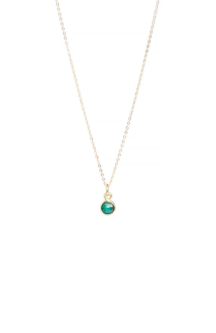 Dailylook Sage  Stone Delicate Mini Gemstone Necklace In Emerald At Dailylook