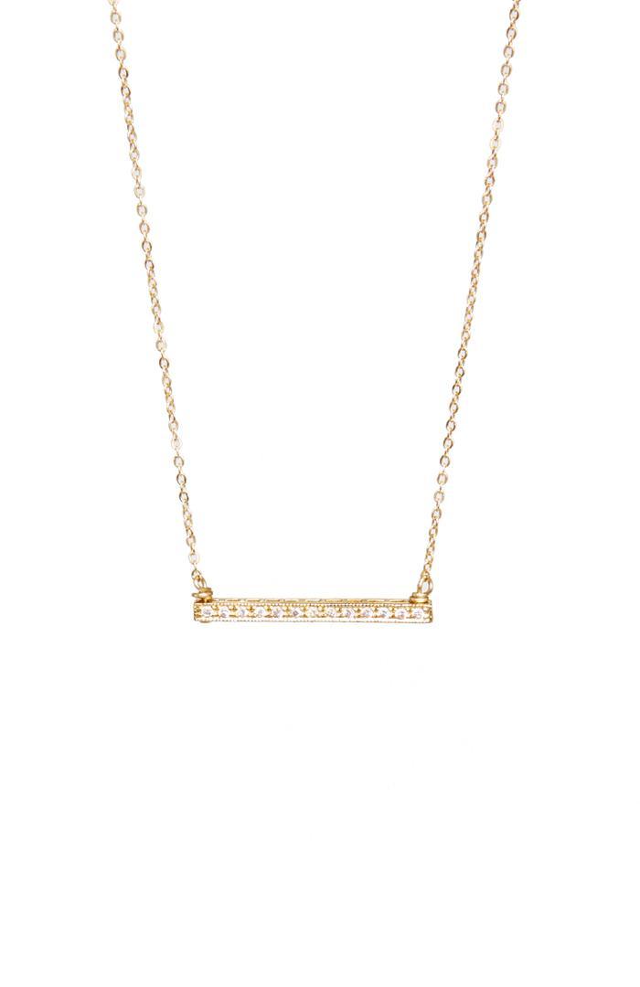 Dailylook Sage Stone Crystal Bar Necklace In Gold At Dailylook