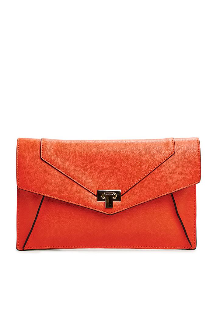 Dailylook Du Bois Structured Vegan Leather Envelope Clutch In Poppy At Dailylook