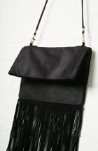 Dailylook Dakota Faux Suede Fringe Shoulder Bag In Black At Dailylook