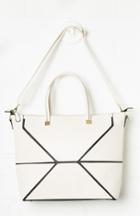 Dailylook Hathaway Vegan Leather Patches Tote In Ivory At Dailylook