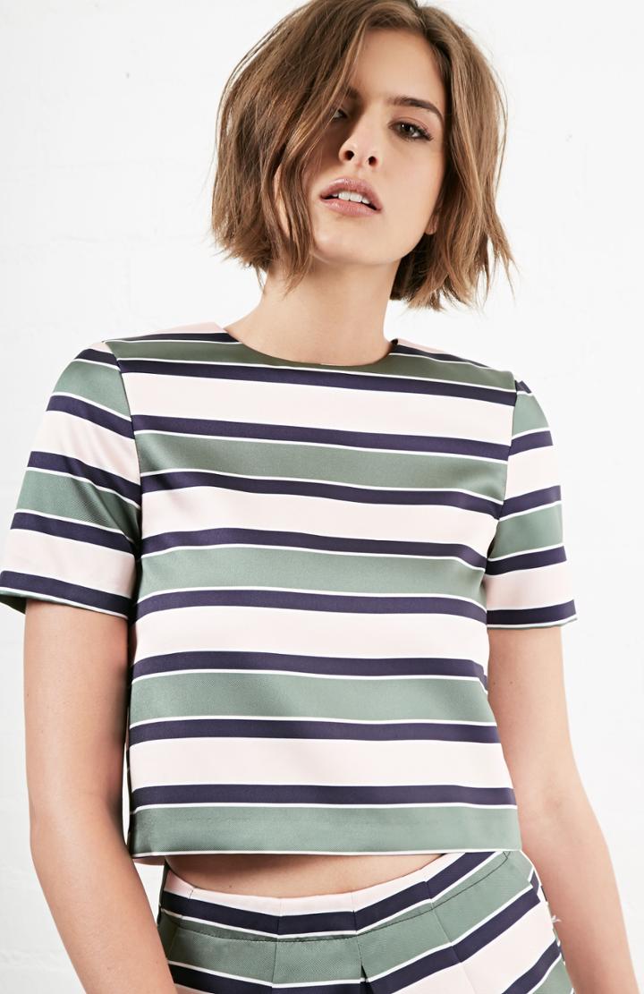 Dailylook Sunset Sons Striped Short Sleeve Blouse In Multi-colored S - L At Dailylook