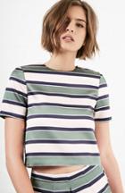 Dailylook Sunset Sons Striped Short Sleeve Blouse In Multi-colored S - L At Dailylook