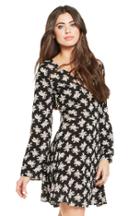Dailylook Corset Back Floral Dress In Black M At Dailylook