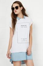 Dailylook The Laundry Room Gemini Label Rolling Tee In White One Size At Dailylook