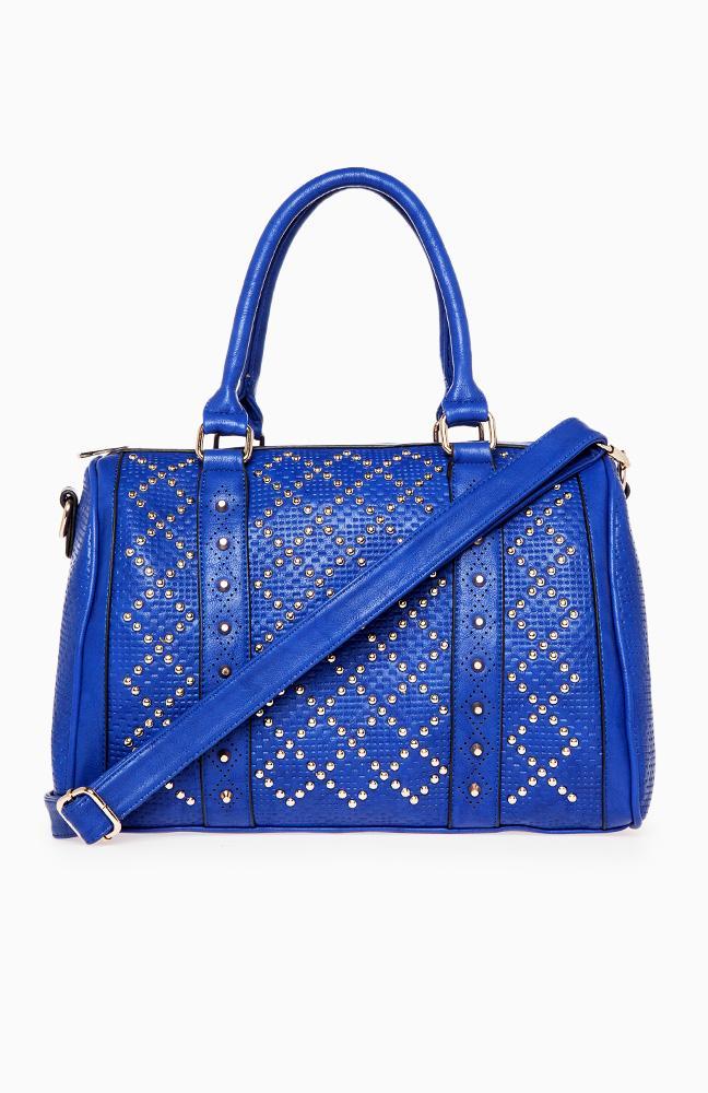 Dailylook Gridlocked Studded Purse In Royal Blue